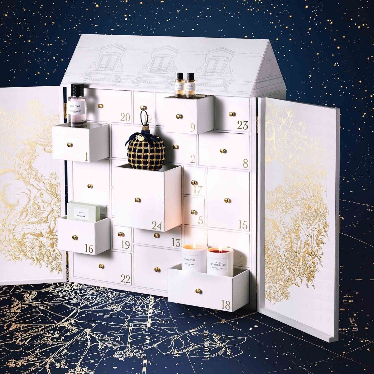 Calendrier de l'avent Christian Dior avec boule Franc 1884 - Une création artisanale avec la lavande du Luberon