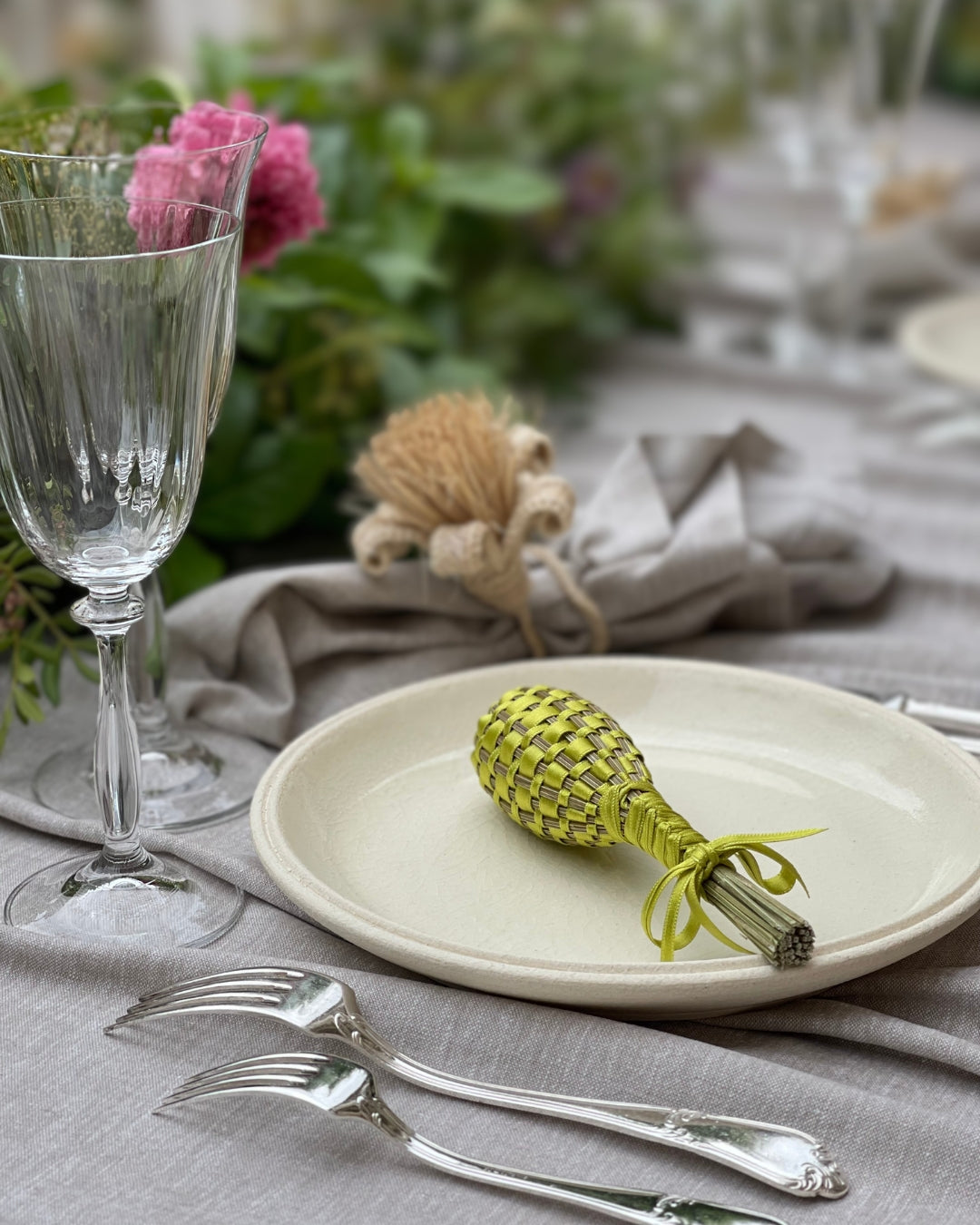Fuseau de Lavande satin Vert citron