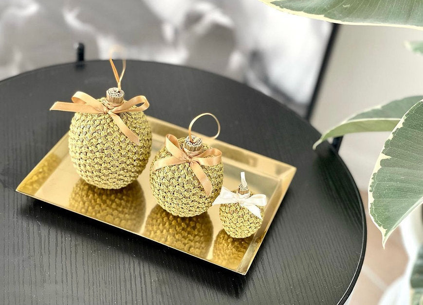 Boule de Lavande 8cm vague Or & satin Or