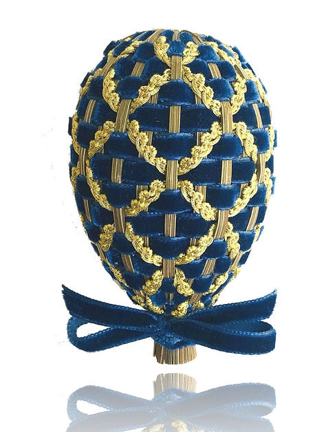 Oeuf de Lavande inspiration Fabergé velours Marine & Or L
