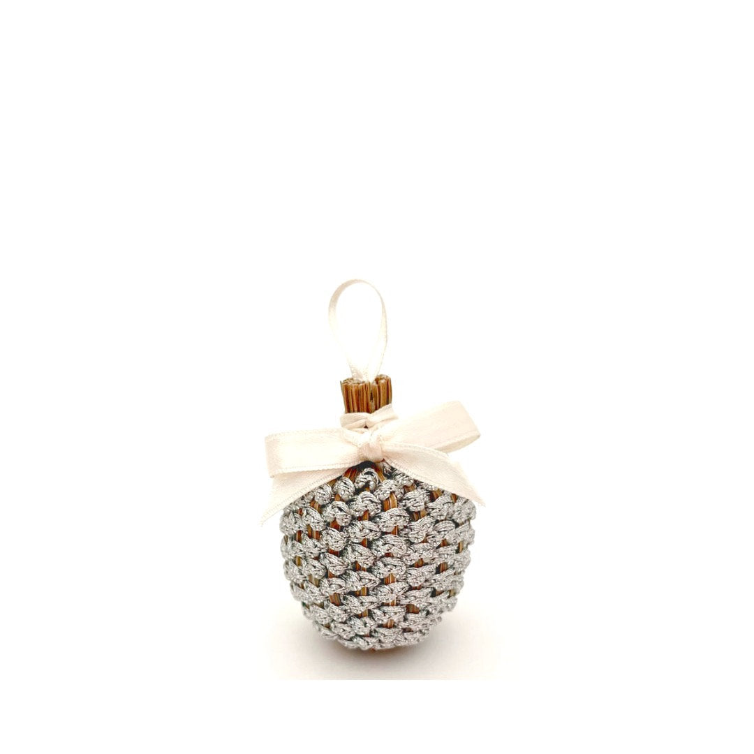 Boule de Lavande 4cm vague Argent & satin Écru