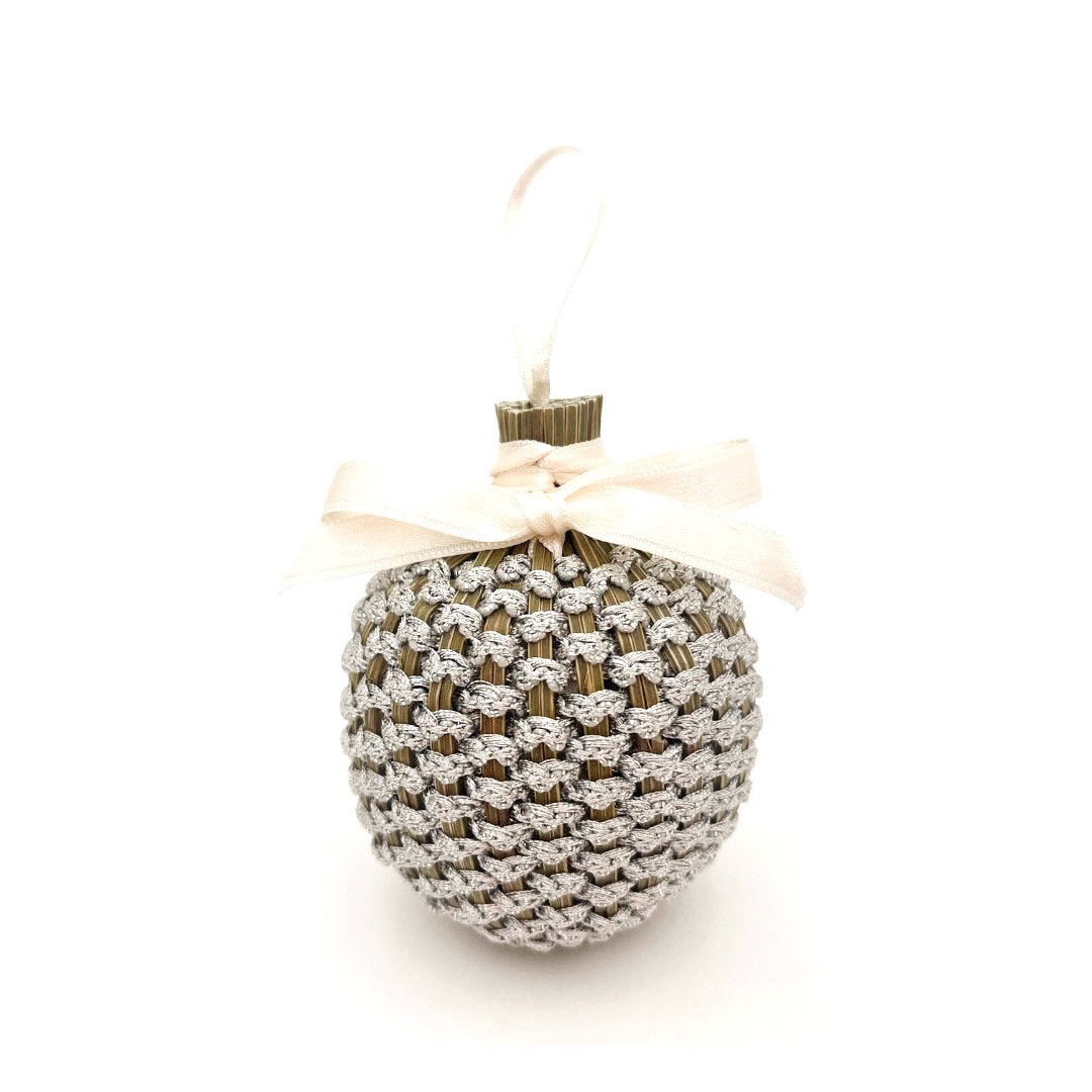 Boule de Lavande 6cm vague Argent & satin Écru