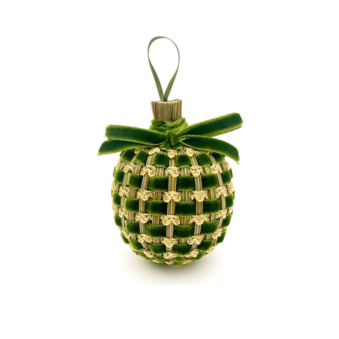 Boule de Lavande 6cm vague Or & velours Vert olive