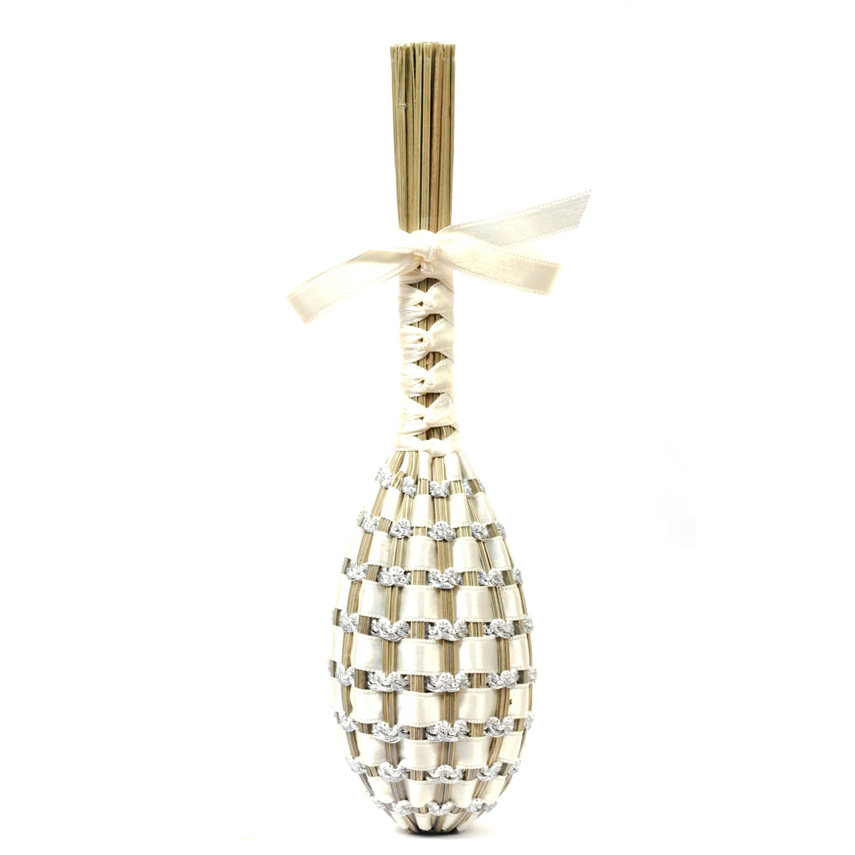 Fuseau de Lavande vague Argent & satin Écru
