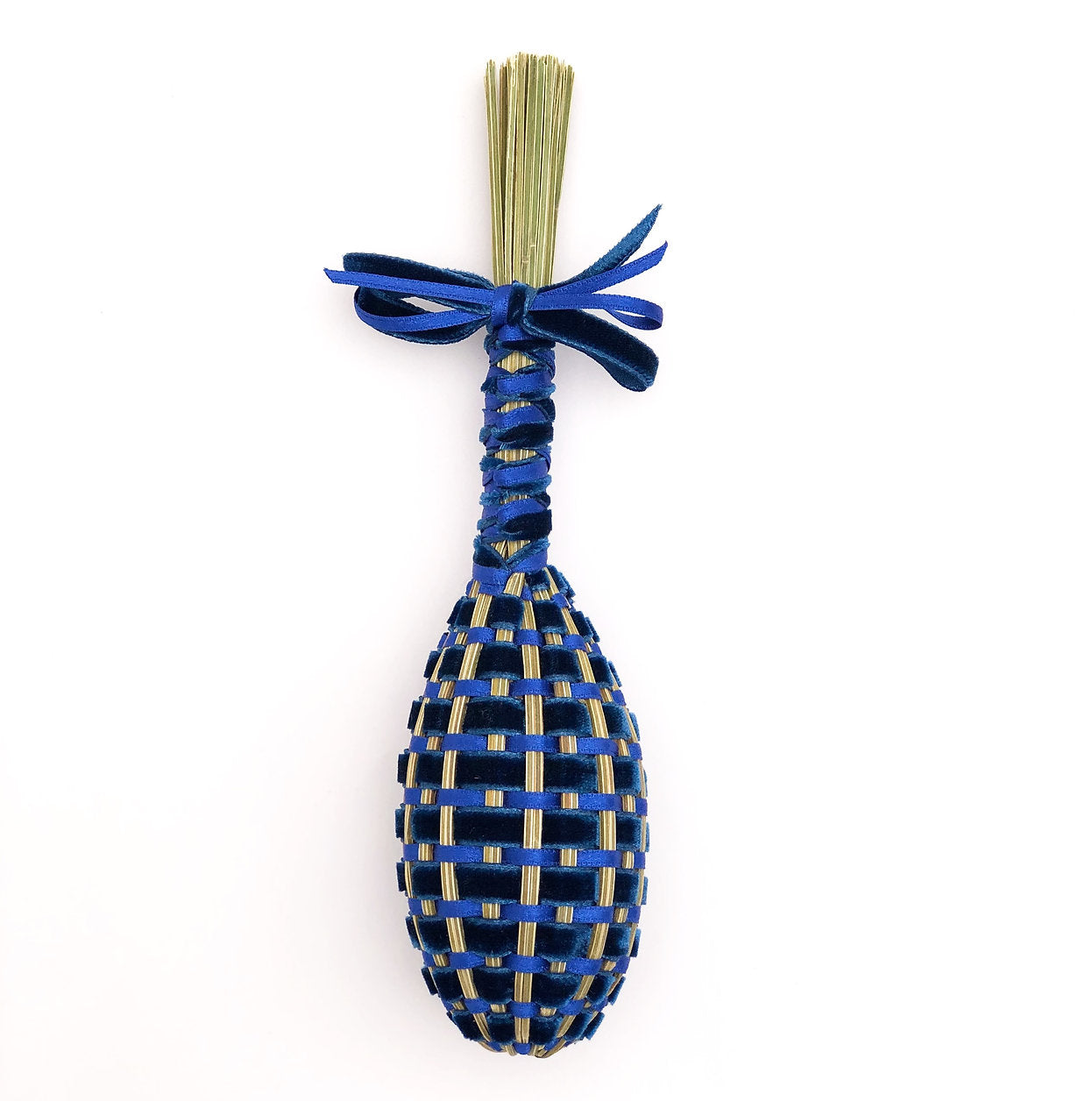 Fuseau de Lavande velours Bleu marine & satin Bleu outre mer