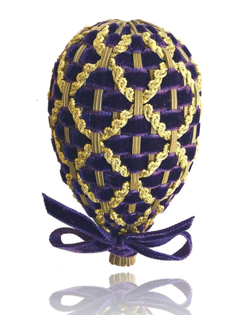 Oeuf de Lavande inspiration Fabergé velours Aubergine & Or L
