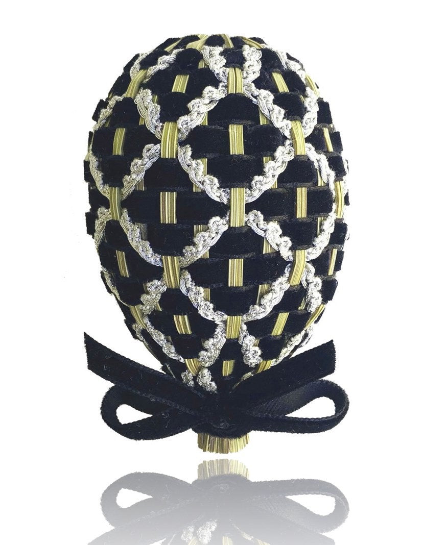 Oeuf de Lavande inspiration Fabergé velours Noir & Argent L