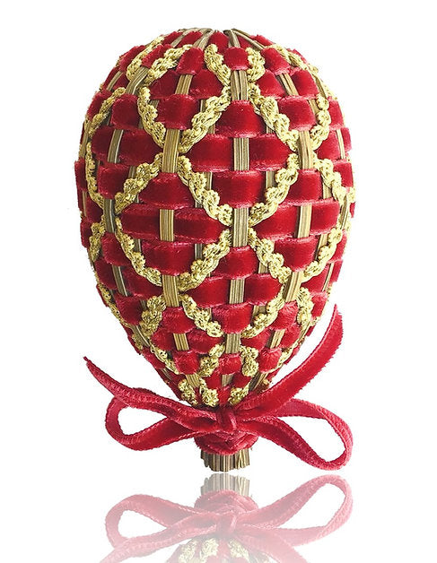 Oeuf de Lavande inspiration Fabergé velours Rouge & Or L